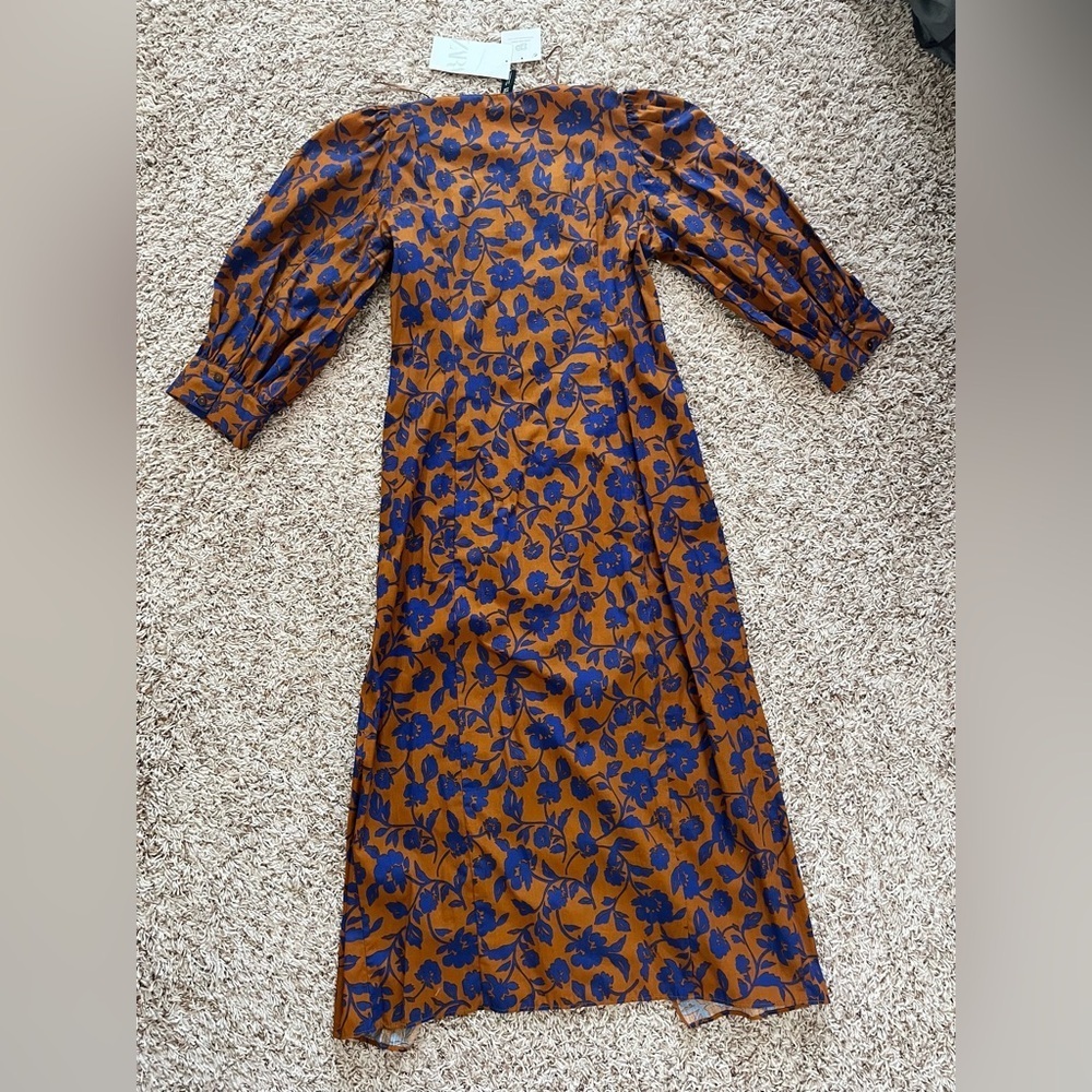 Zara Poplin long floral midi skirt dress - Picture 16 of 17